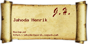 Jahoda Henrik névjegykártya